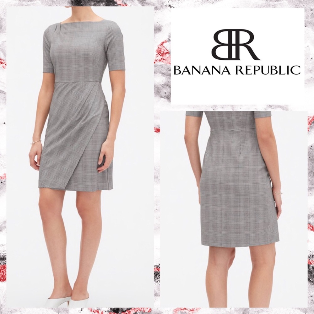 🆕💖 CLEARANCE Banana Republic Asymmetrical Wrap Plaid Dress